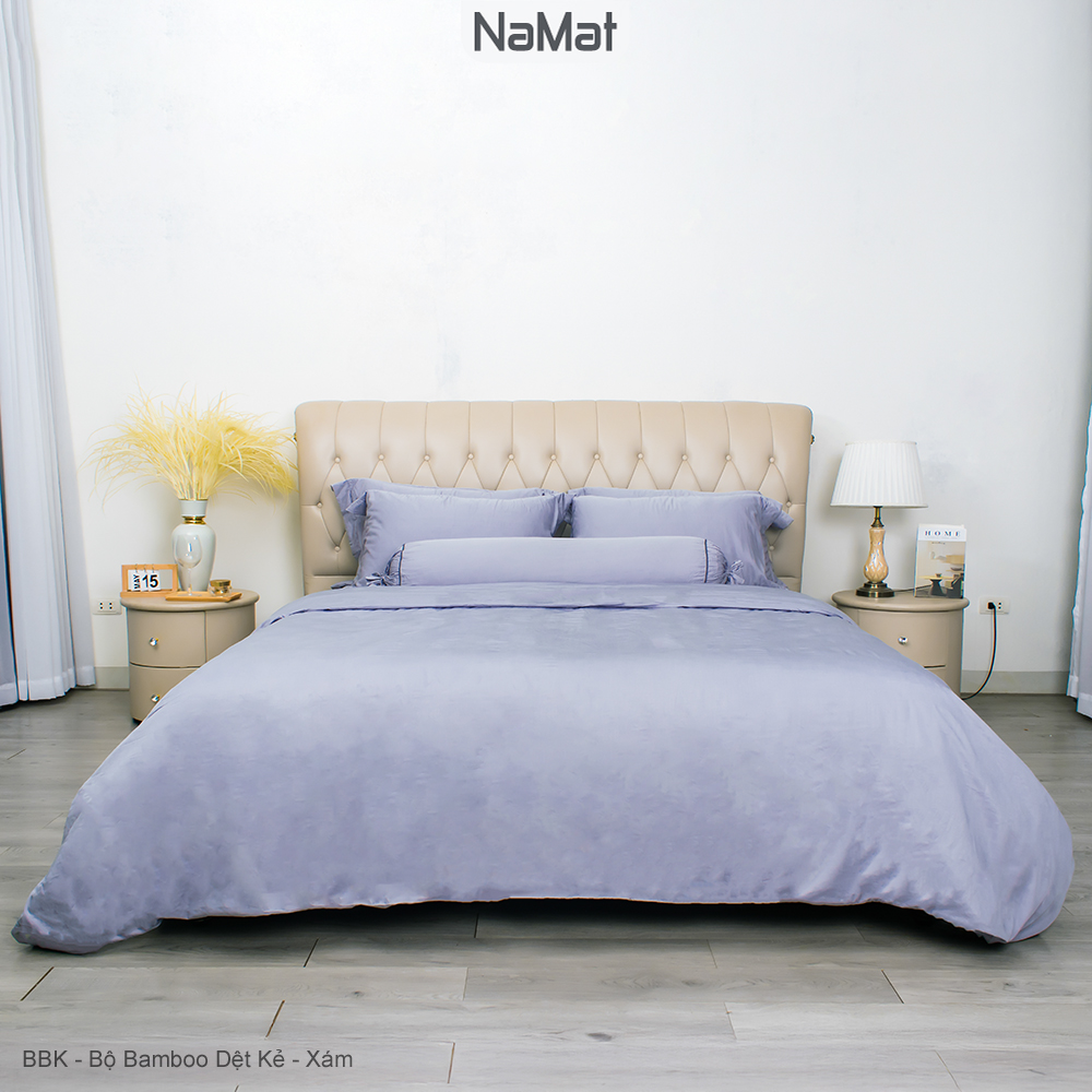 Bamboo dệt kẻ - Bộ Chăn Ga Bọc Chần 4 Món Đa năng (4 mùa) - BBK