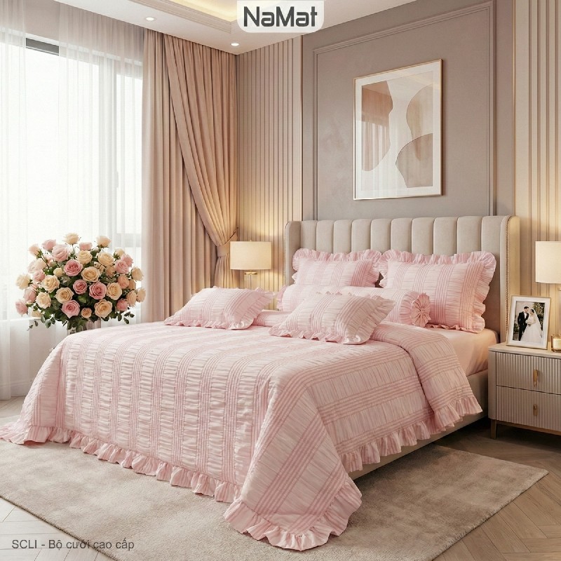 Decorated - Bộ Chăn Ga Gối Cưới 6 Món Cao Cấp - CWP