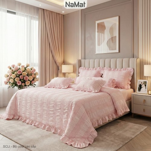 Decorated - Bộ Chăn Ga Gối Cưới 6 Món Cao Cấp - CWP