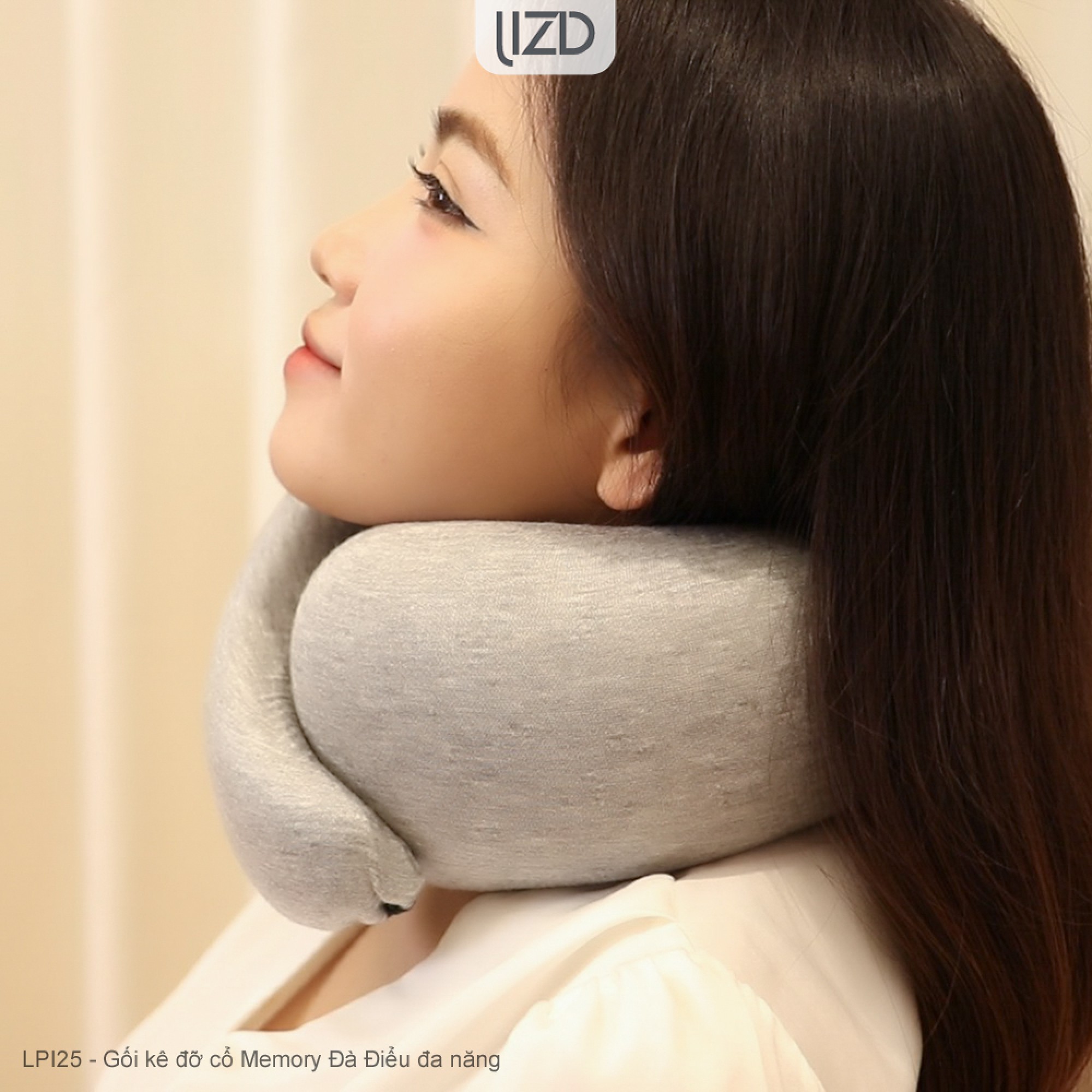 Gối kê đỡ cổ Memory Đà Điểu đa năng cao cấp, công thái học ôm cổ 30x27x15cm - LPI25
