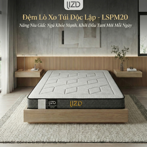 Đệm lò xo túi độc lập cao cấp, 10 lớp, bông tổng hợp - LSPM20